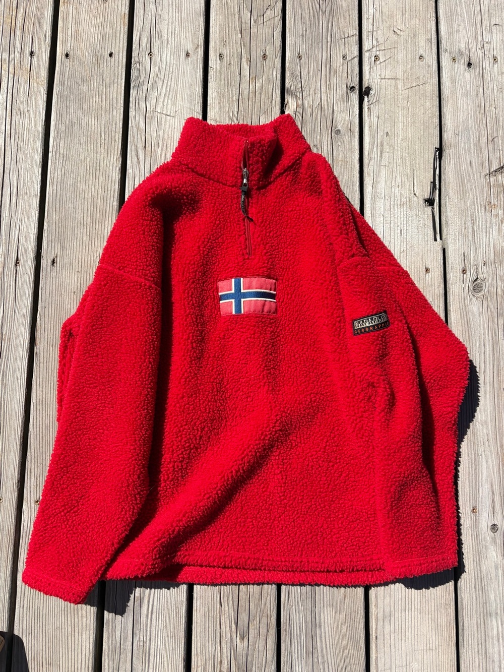 NAPAPIJRI Women’s Red Fleece Pullover Jacket Vintage